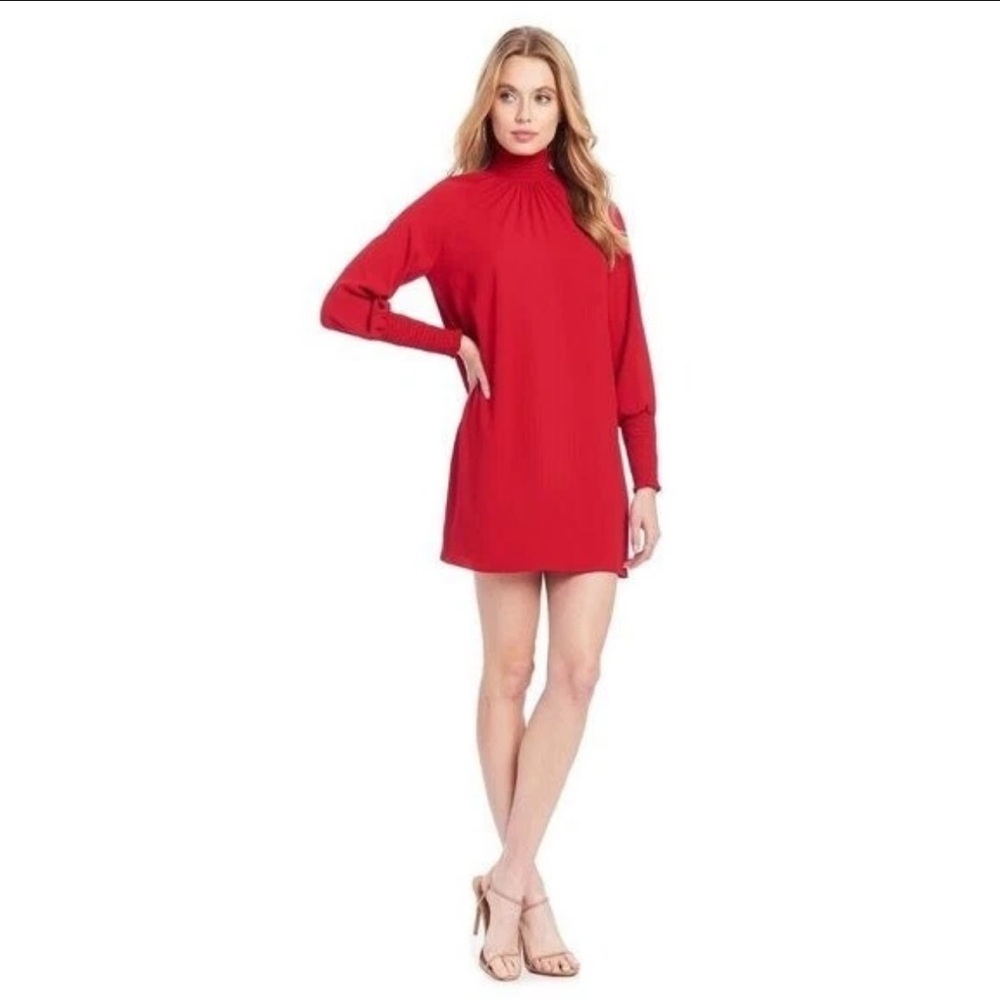 Amanda Uprichard Red Dolman Sleeve Turtleneck Noemi mini Dress XS